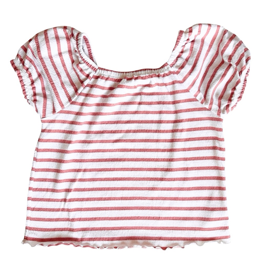 Cat & Jack 5T girls striped loose elastic cuff short sleeve shirt